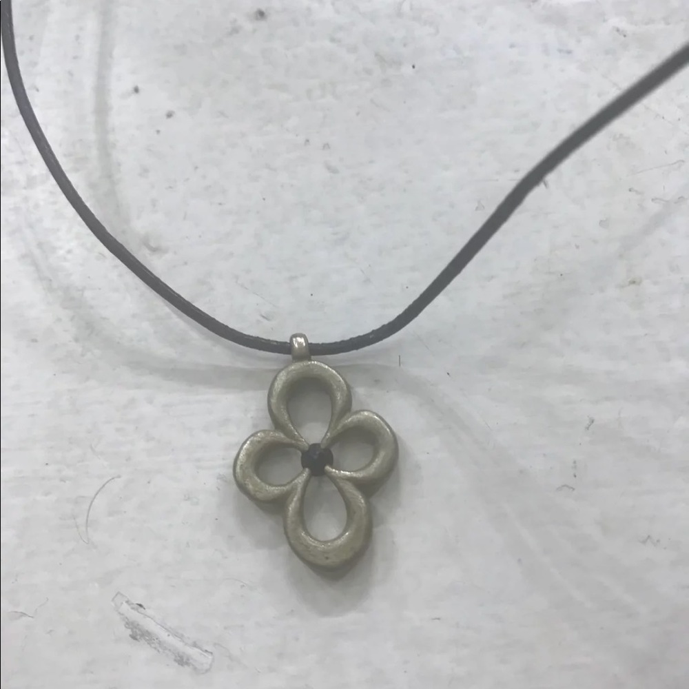 Black diamond and silver necklace